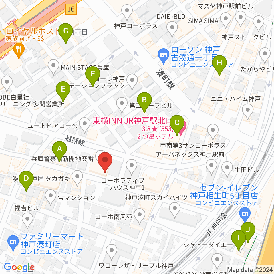 新開地劇場周辺のホテル一覧地図