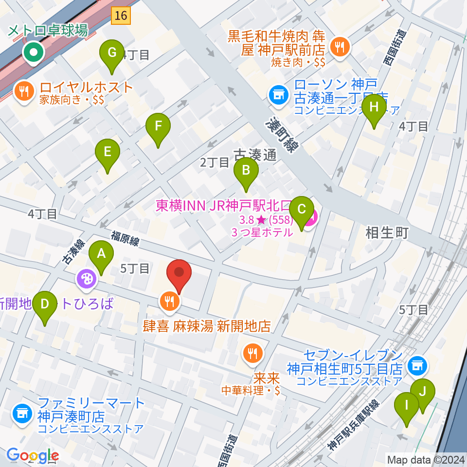 新開地劇場周辺のホテル一覧地図