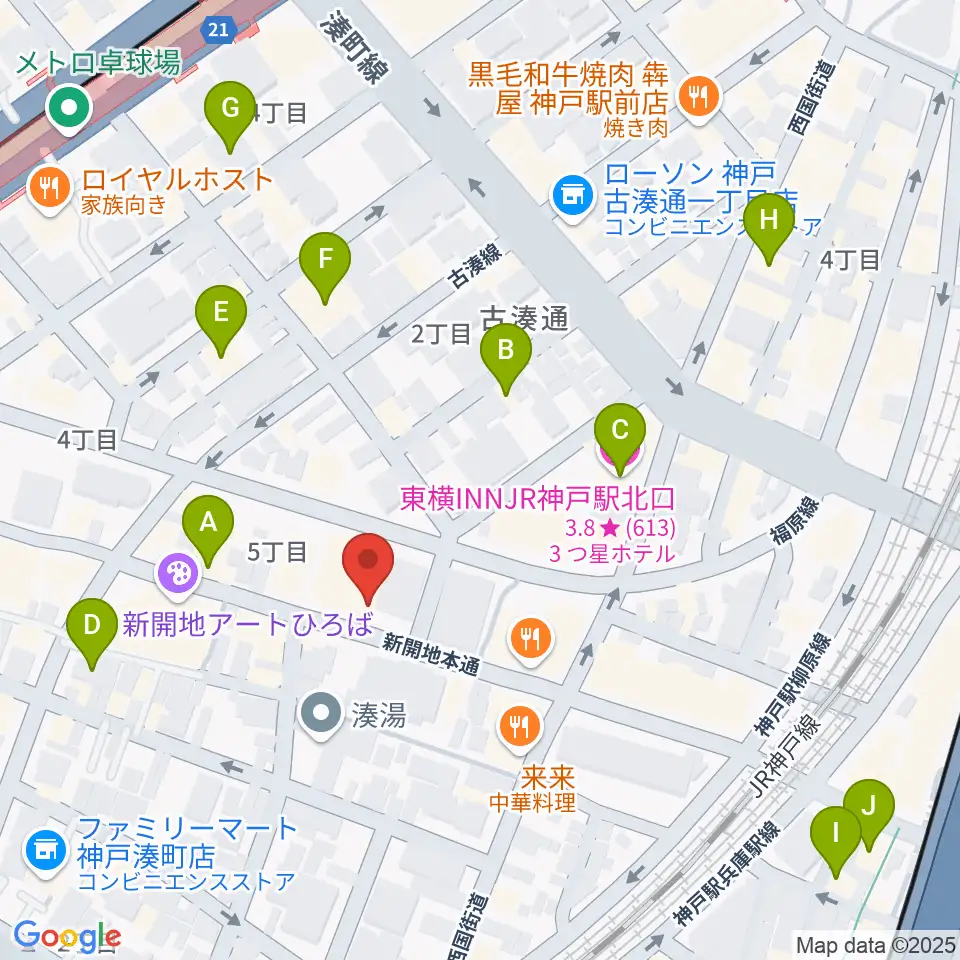 新開地劇場周辺のホテル一覧地図