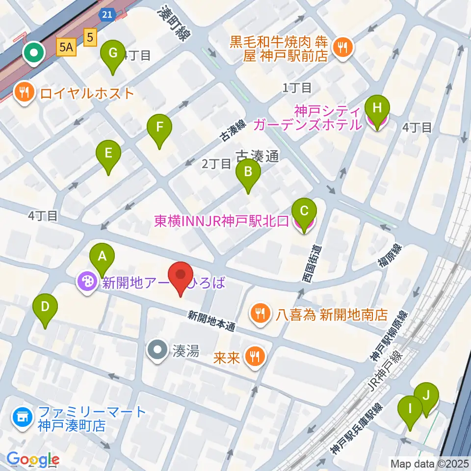 新開地劇場周辺のホテル一覧地図