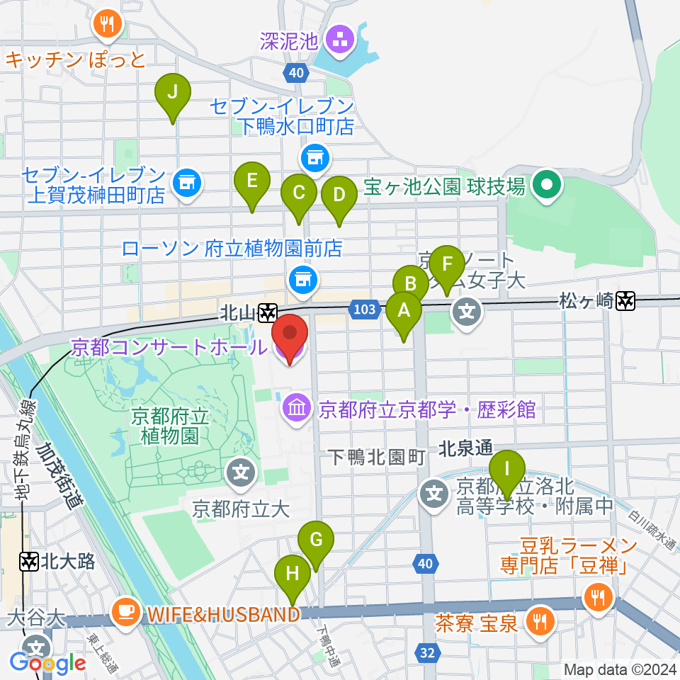 京都コンサートホール周辺のホテル一覧地図