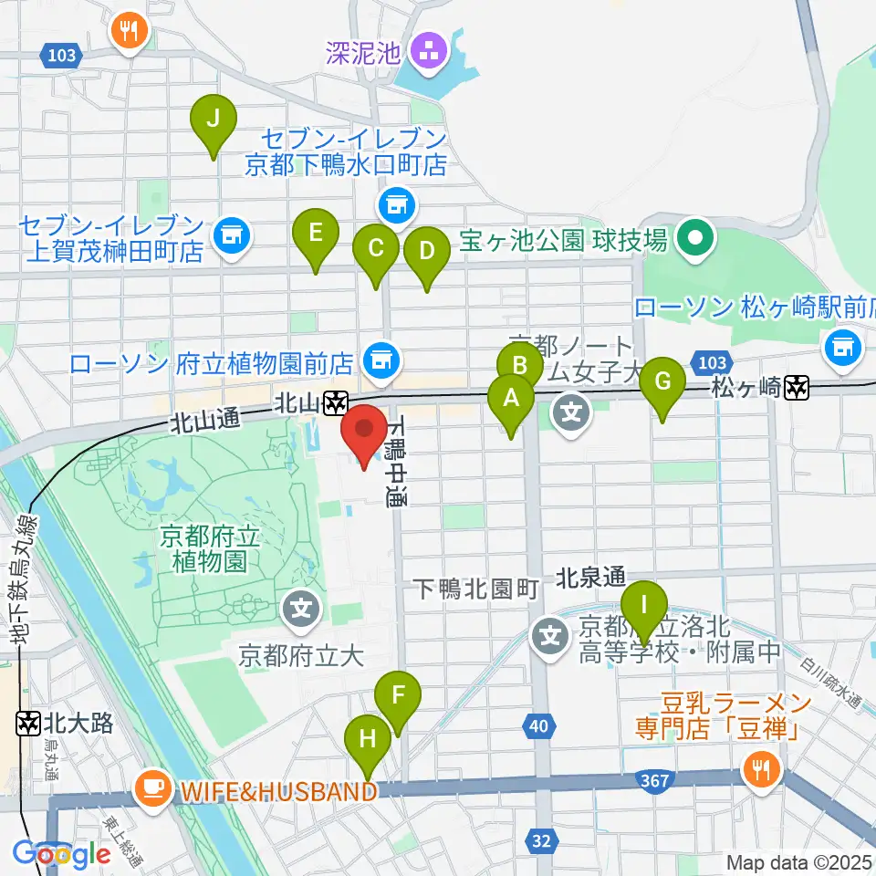 京都コンサートホール周辺のホテル一覧地図