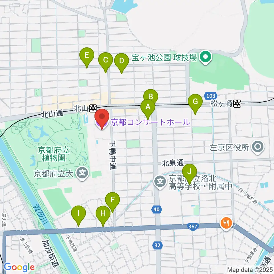 京都コンサートホール周辺のホテル一覧地図