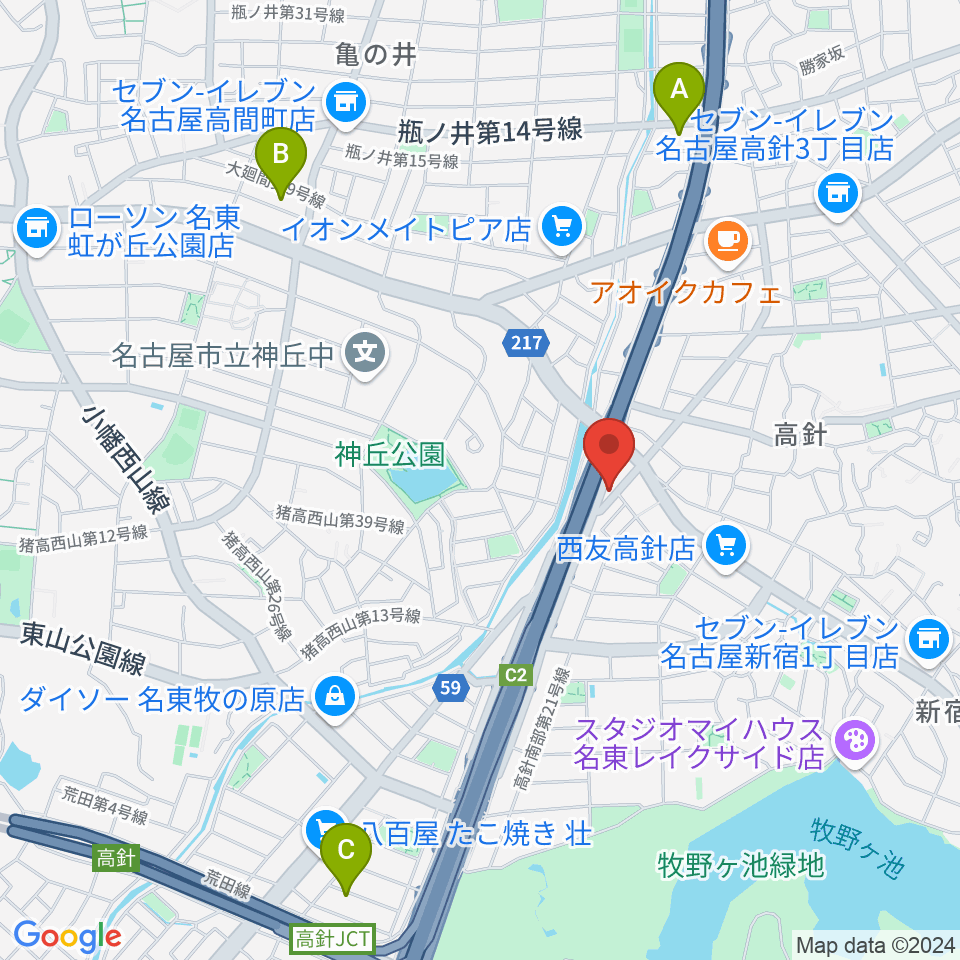 パピーミュージックスクール名古屋名東教室周辺のホテル一覧地図