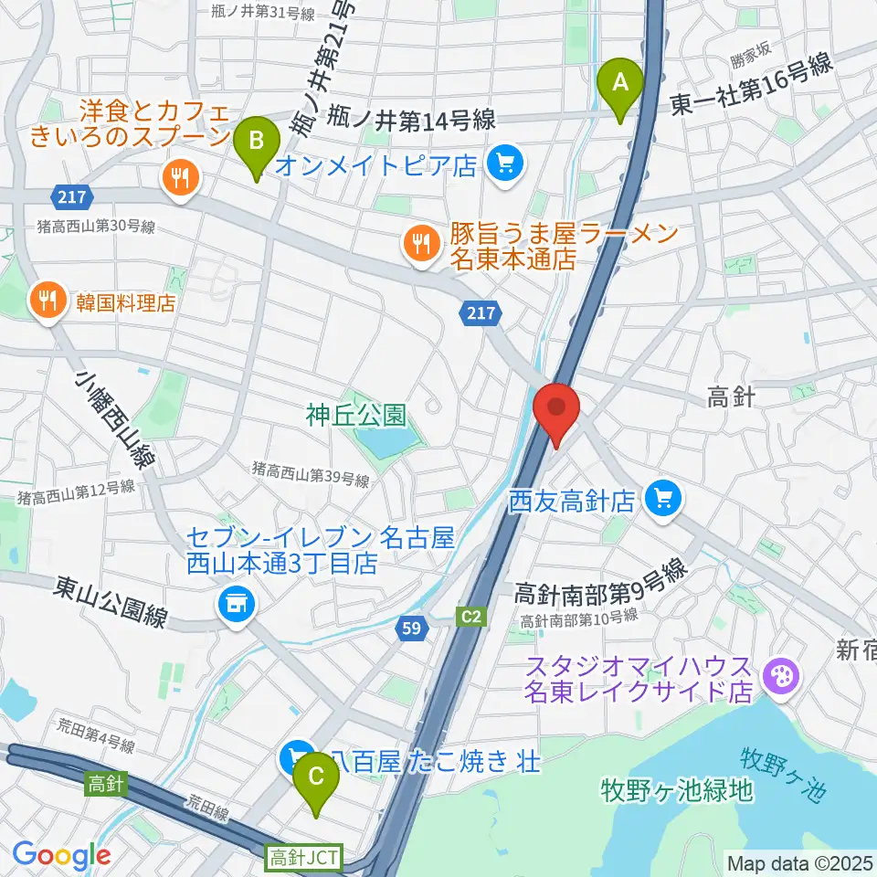 パピーミュージックスクール名古屋名東教室周辺のホテル一覧地図