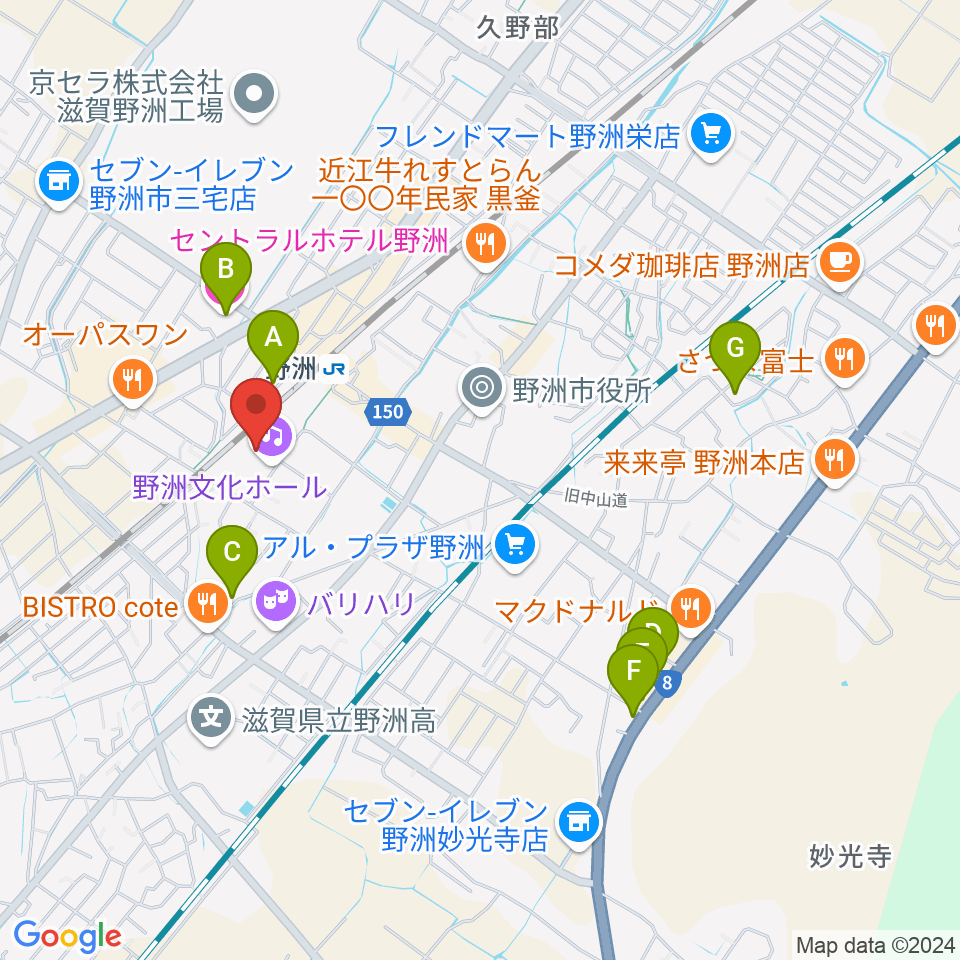 シライシアター野洲周辺のホテル一覧地図