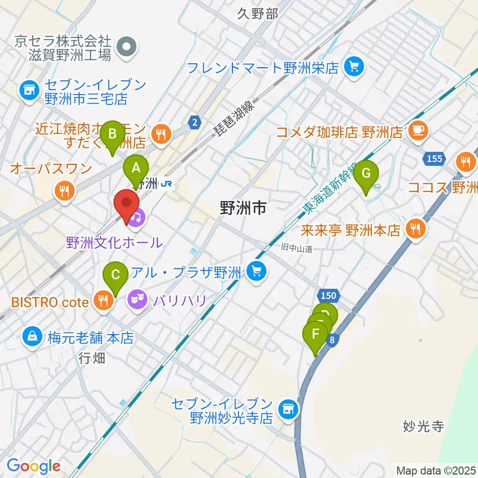 野洲文化ホール周辺のホテル一覧地図