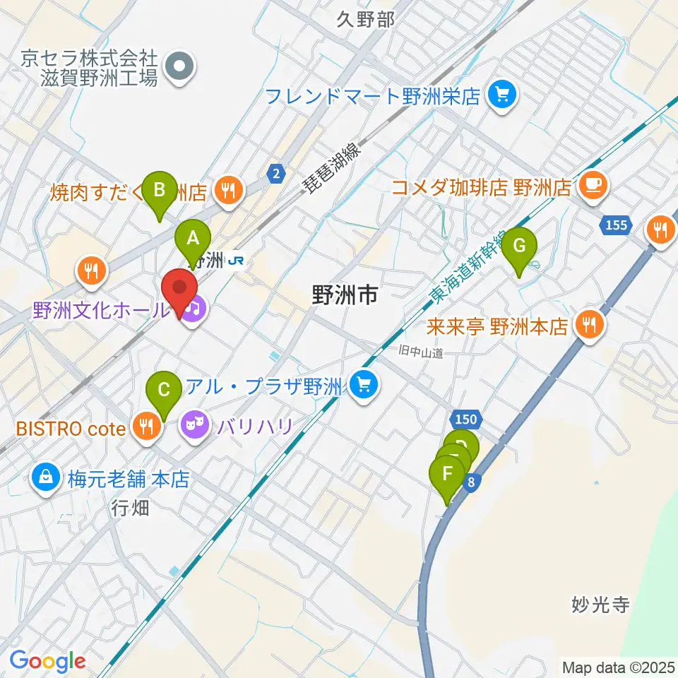 野洲文化ホール周辺のホテル一覧地図