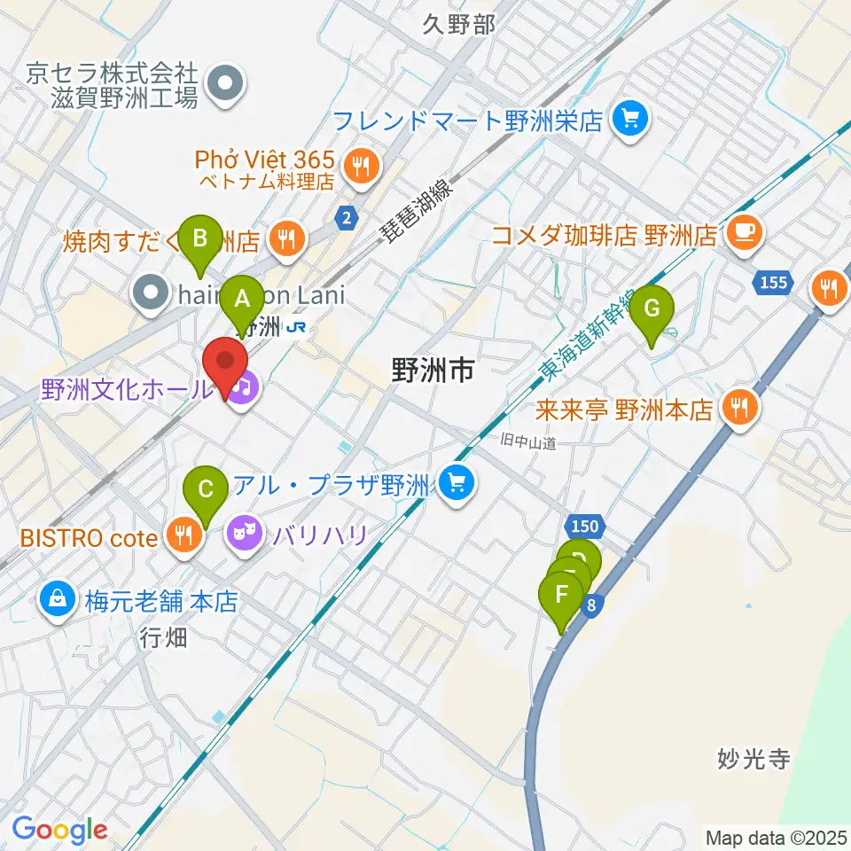 野洲文化ホール周辺のホテル一覧地図