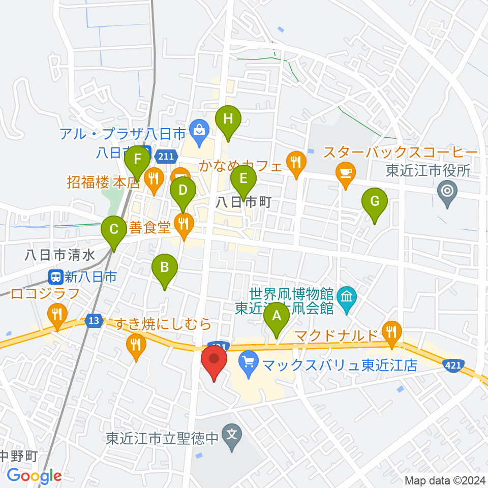 八日市文化芸術会館周辺のホテル一覧地図