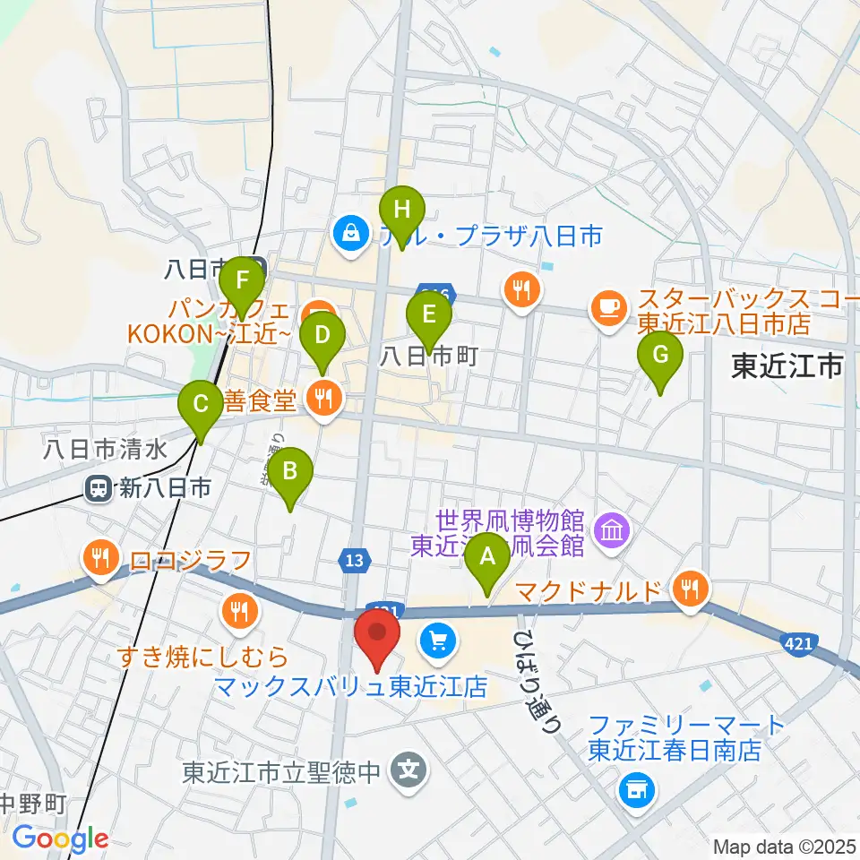 八日市文化芸術会館周辺のホテル一覧地図