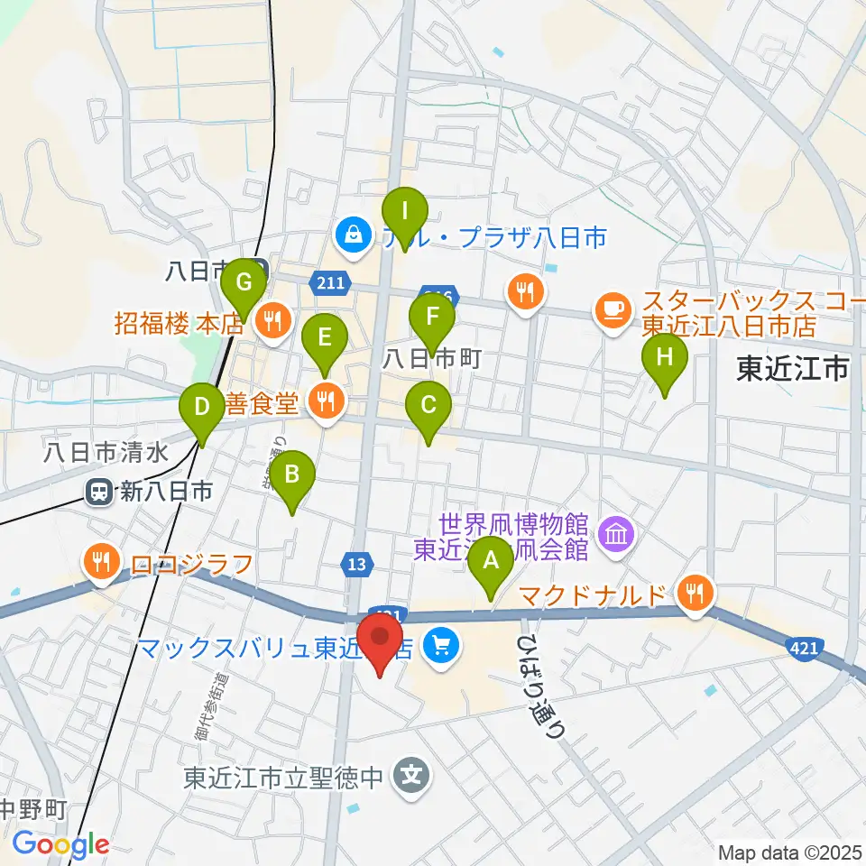 八日市文化芸術会館周辺のホテル一覧地図