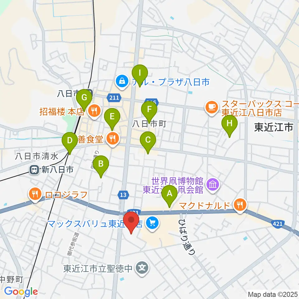 八日市文化芸術会館周辺のホテル一覧地図