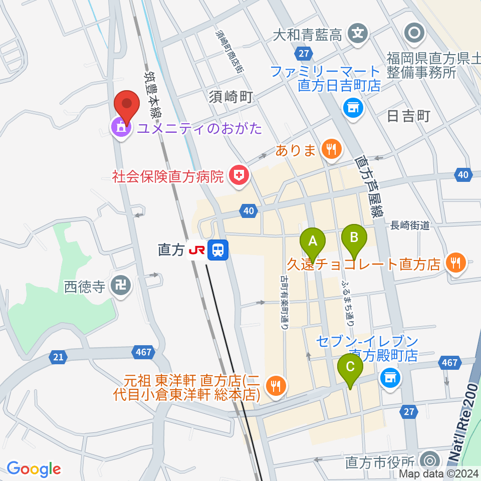 ユメニティのおがた周辺のホテル一覧地図