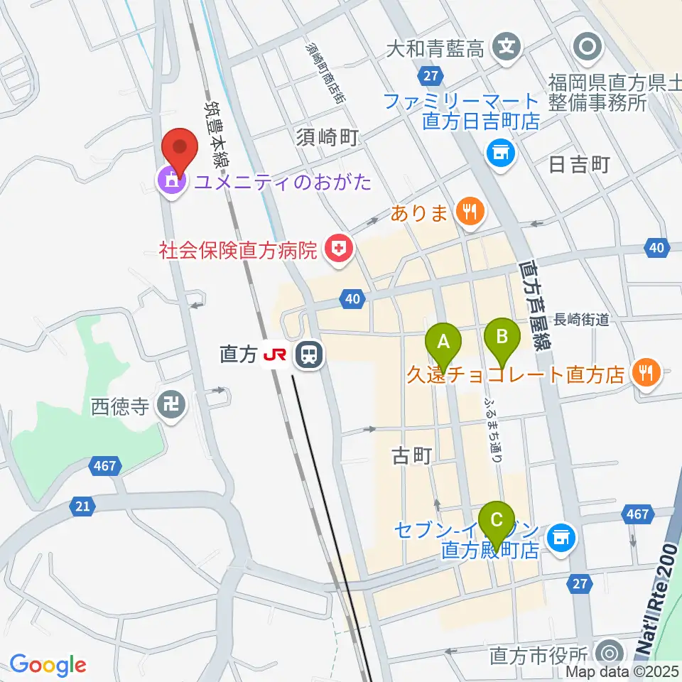 ユメニティのおがた周辺のホテル一覧地図