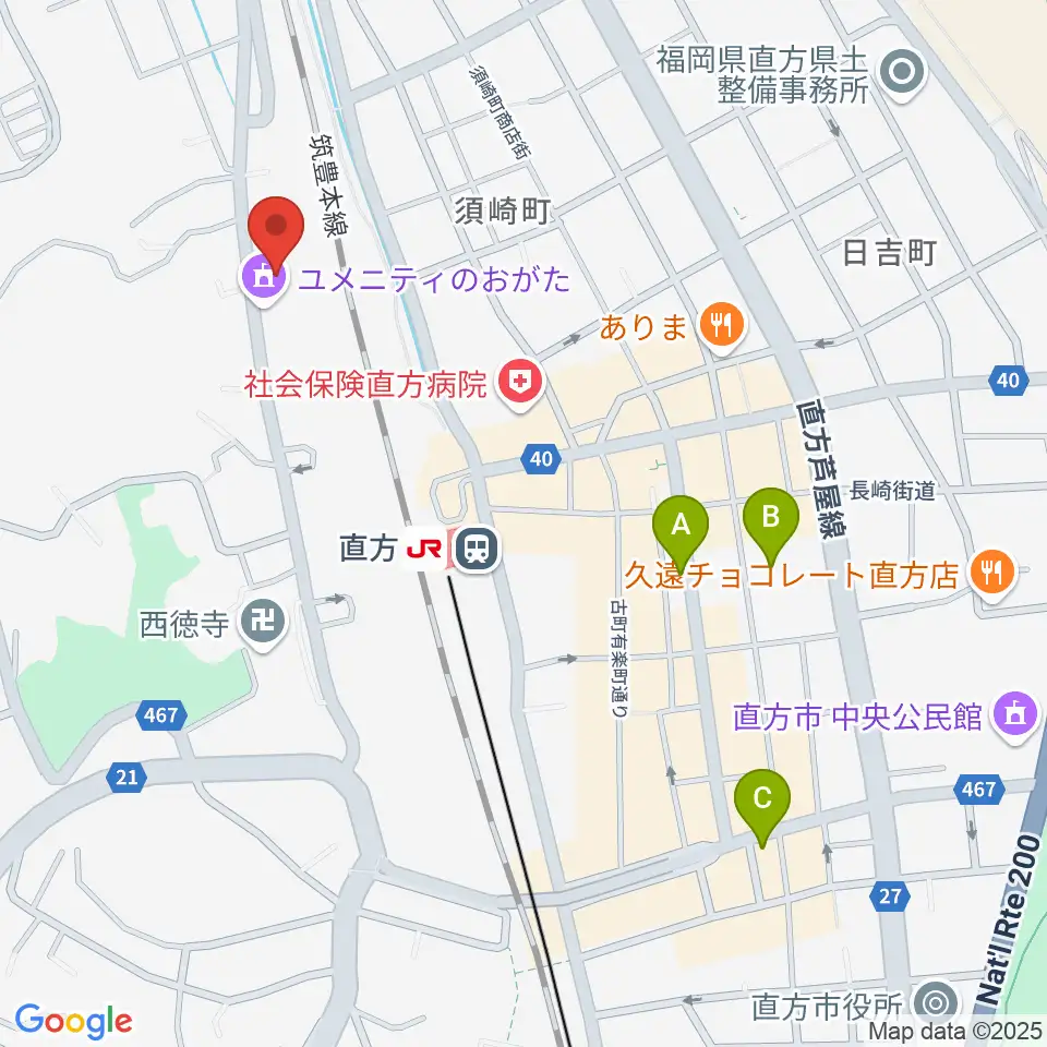 ユメニティのおがた周辺のホテル一覧地図