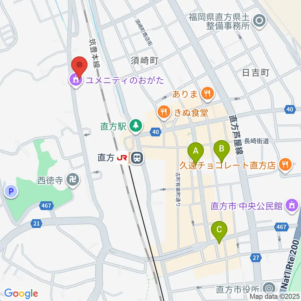 ユメニティのおがた周辺のホテル一覧地図