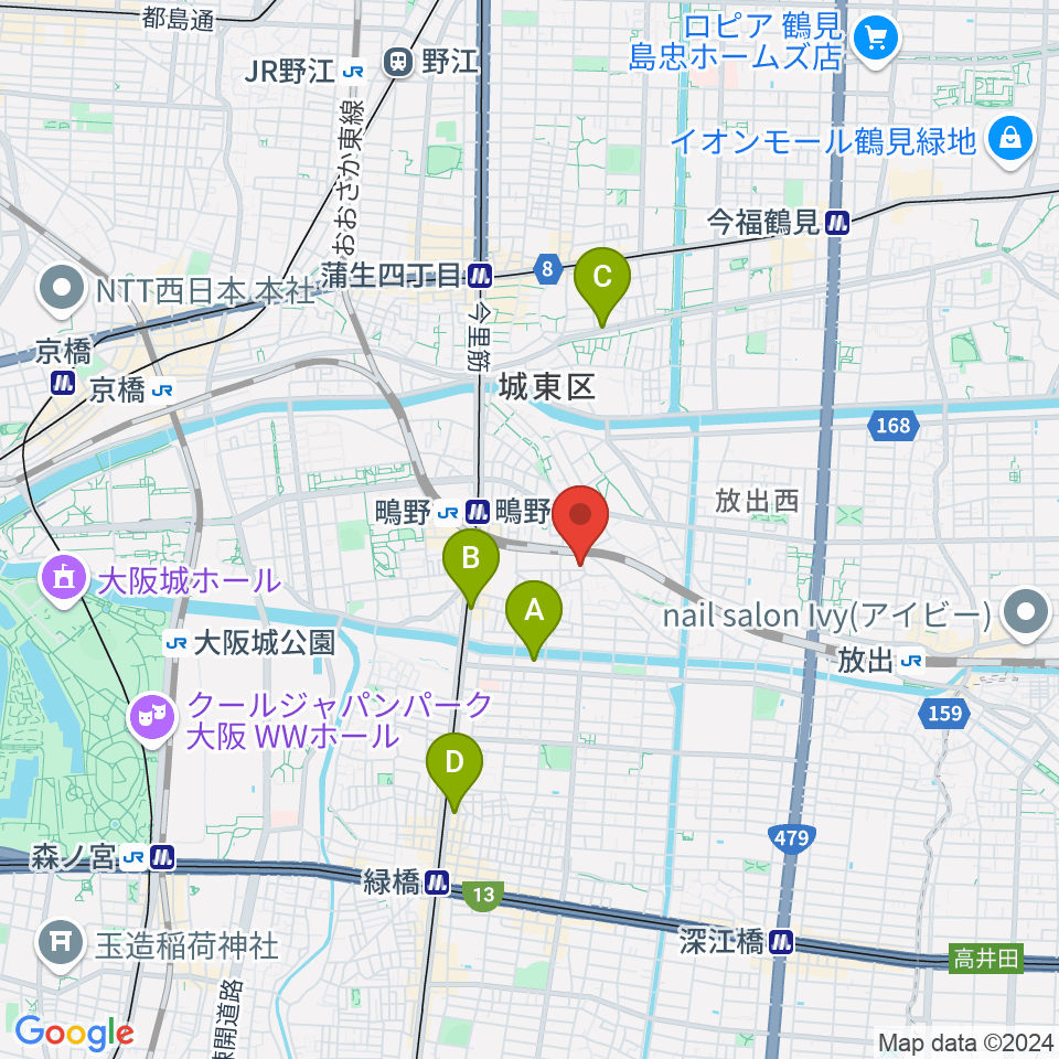 カワセドラムスクール周辺のホテル一覧地図