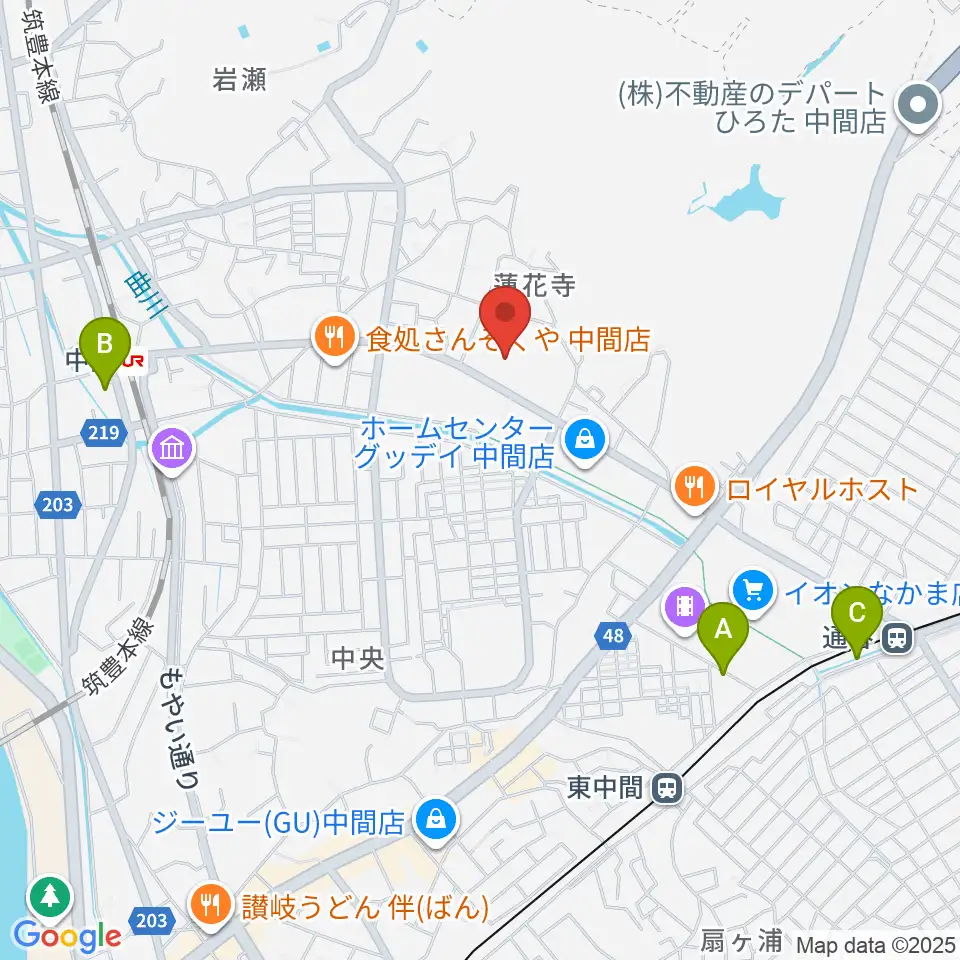 なかまハーモニーホール周辺のホテル一覧地図