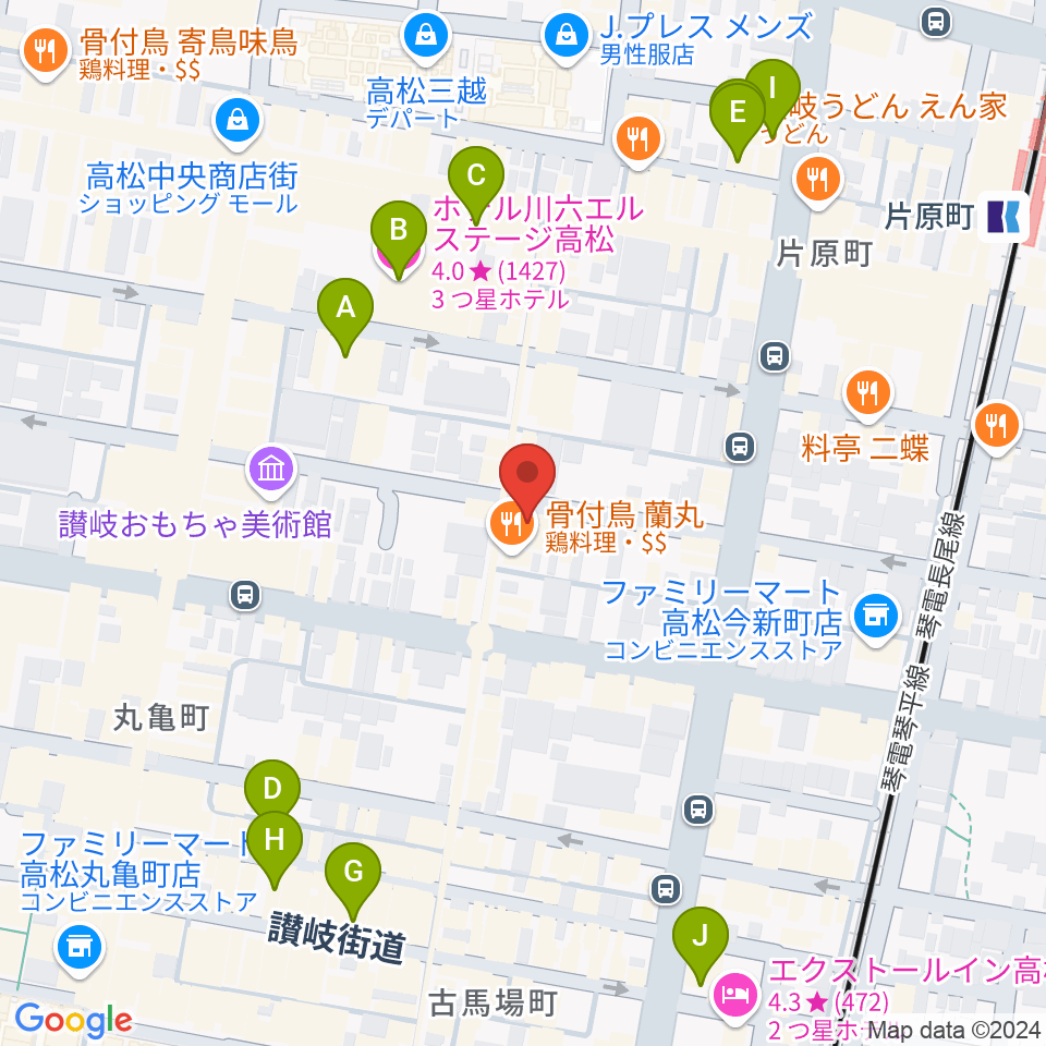 高松RIZIN'周辺のホテル一覧地図