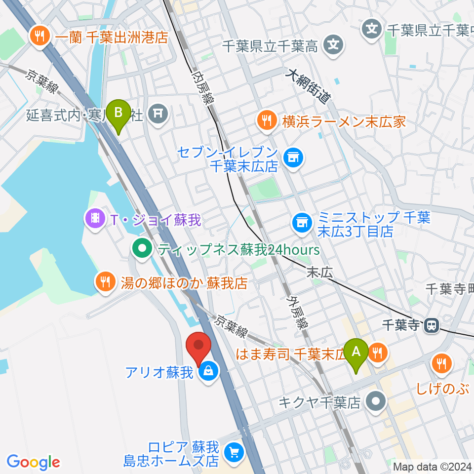 タワーレコード アリオモール蘇我店周辺のホテル一覧地図