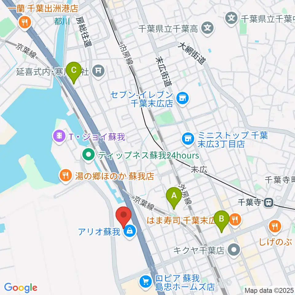 タワーレコード アリオモール蘇我店周辺のホテル一覧地図
