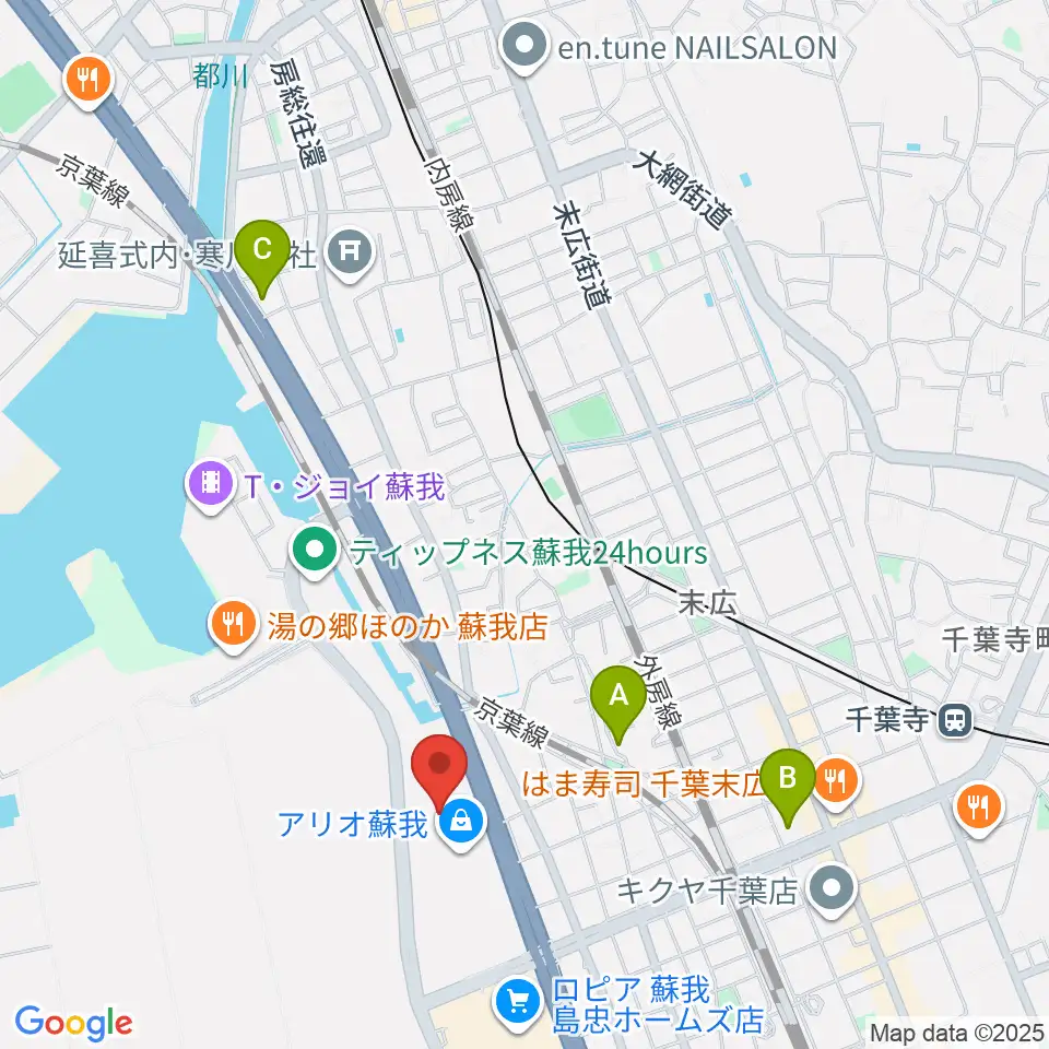 タワーレコード アリオモール蘇我店周辺のホテル一覧地図
