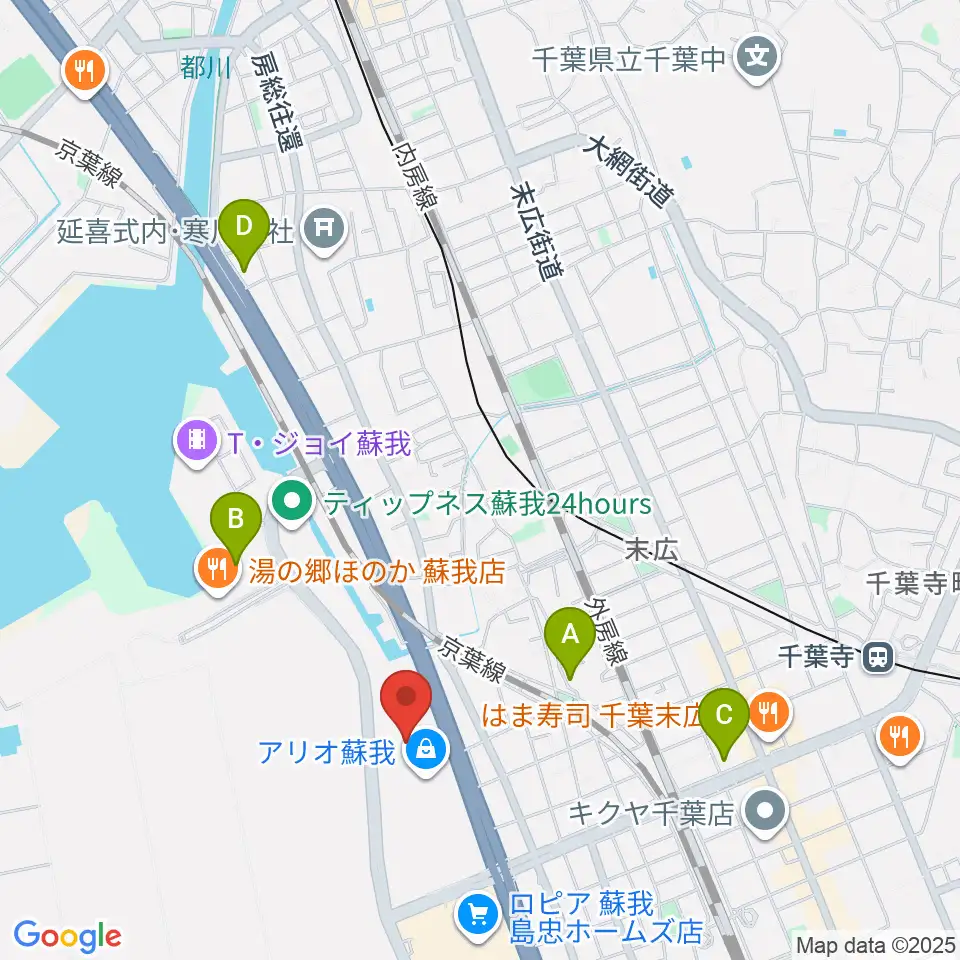 タワーレコード アリオモール蘇我店周辺のホテル一覧地図