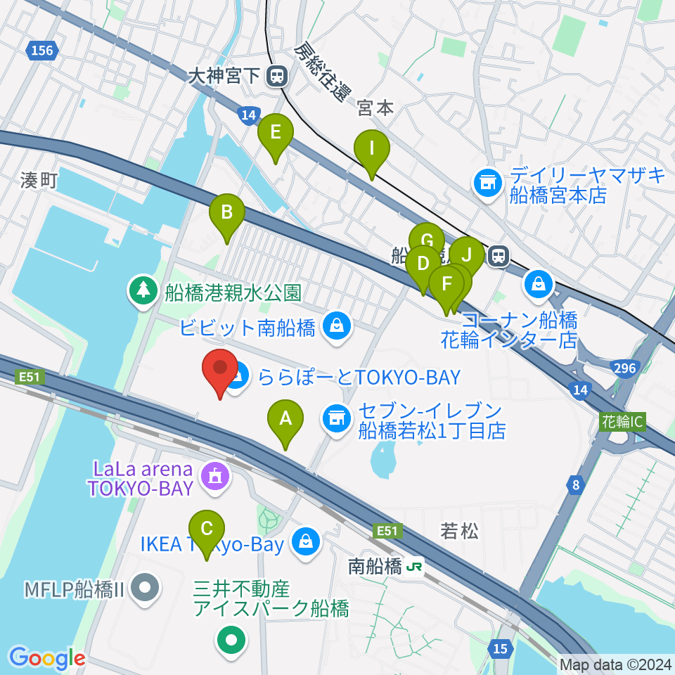 タワーレコード ららぽーとTOKYO-BAY店周辺のホテル一覧地図