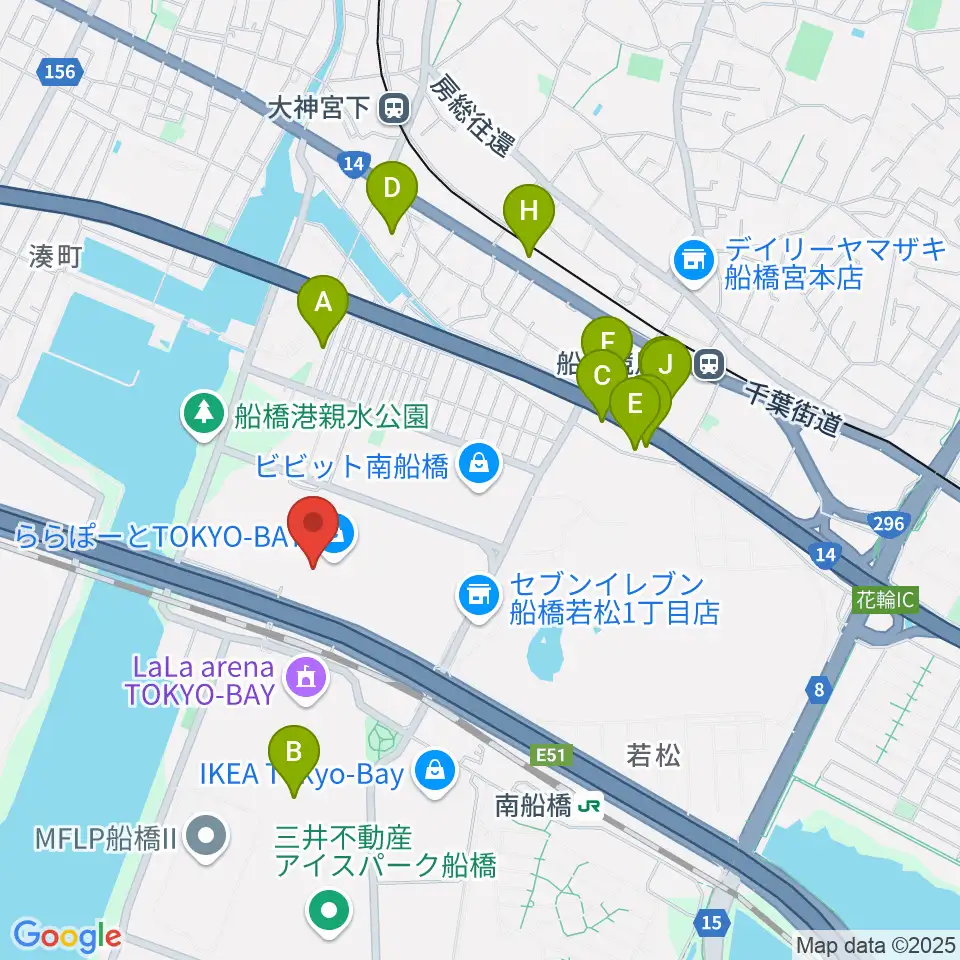 タワーレコード ららぽーとTOKYO-BAY店周辺のホテル一覧地図