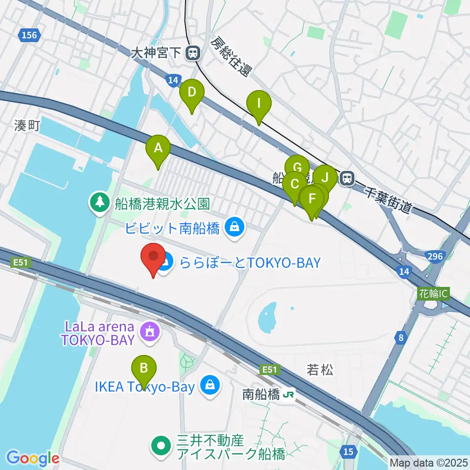 タワーレコード ららぽーとTOKYO-BAY店周辺のホテル一覧地図