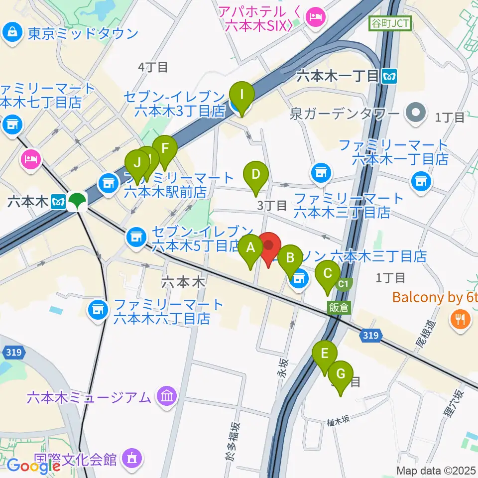 六本木クラップス周辺のホテル一覧地図