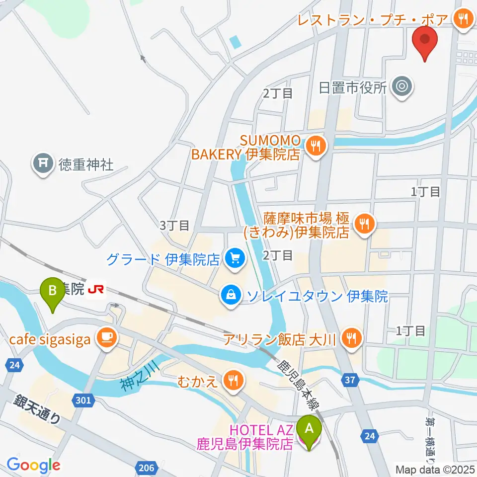 日置市伊集院文化会館周辺のホテル一覧地図
