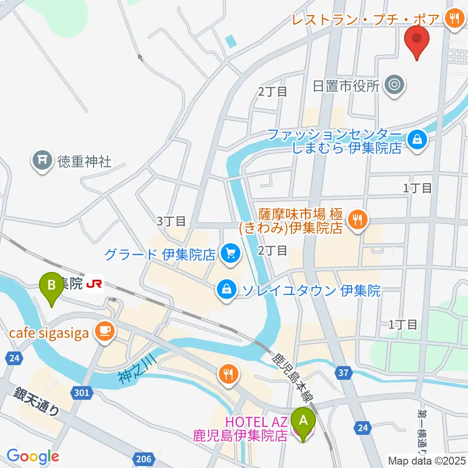 日置市伊集院文化会館周辺のホテル一覧地図