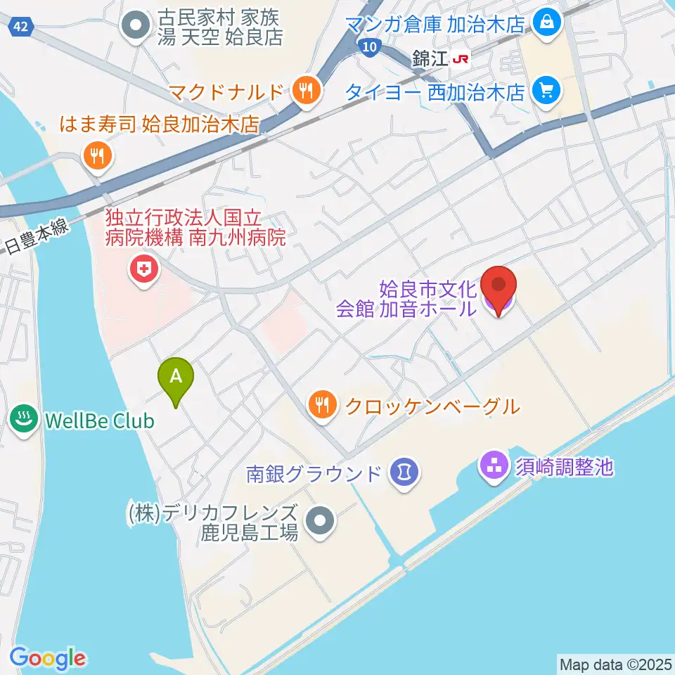 姶良市文化会館 加音ホール周辺のホテル一覧地図