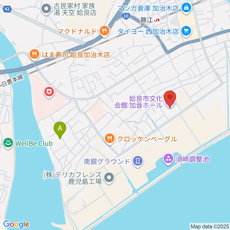 姶良市文化会館 加音ホール周辺のホテル一覧地図