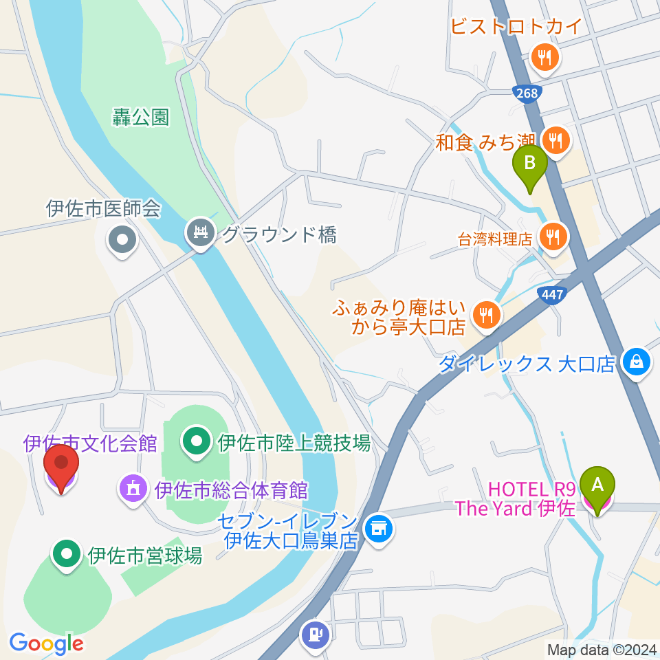 伊佐市文化会館周辺のホテル一覧地図