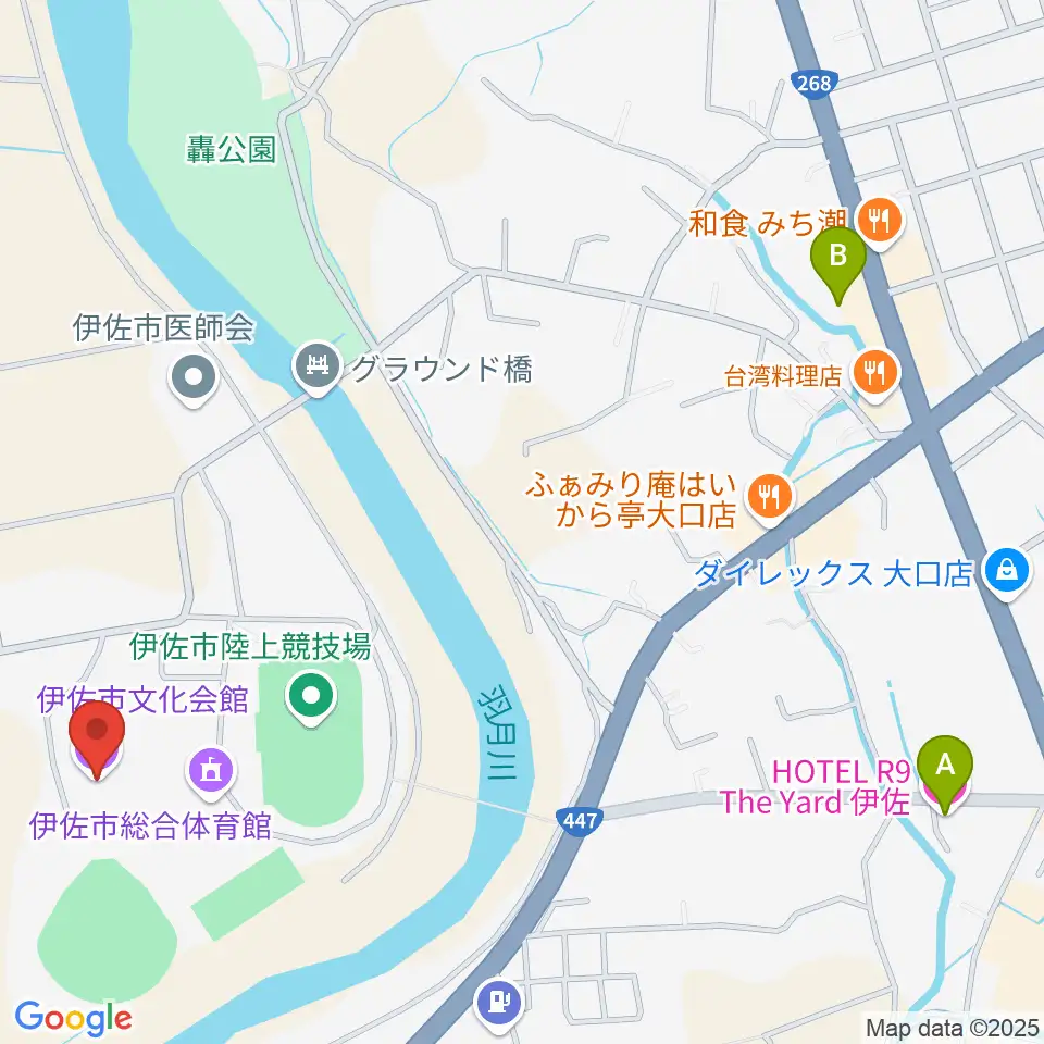 伊佐市文化会館周辺のホテル一覧地図