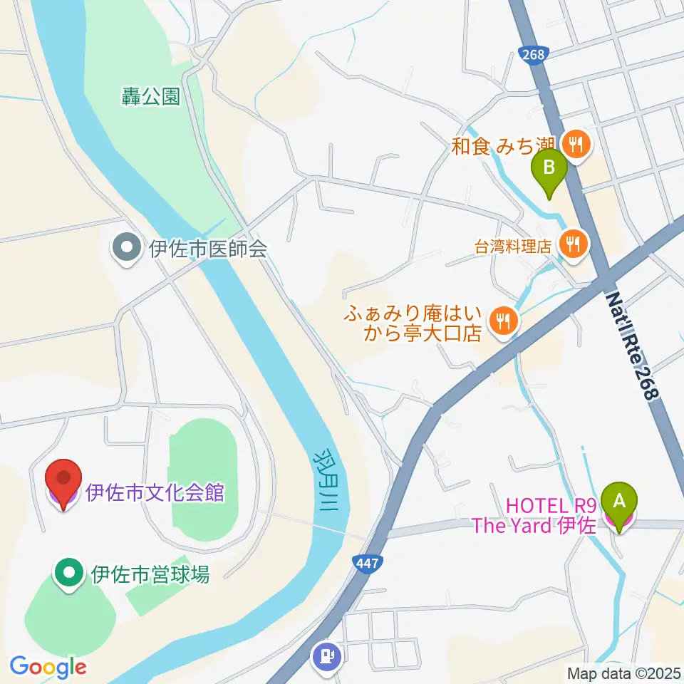 伊佐市文化会館周辺のホテル一覧地図