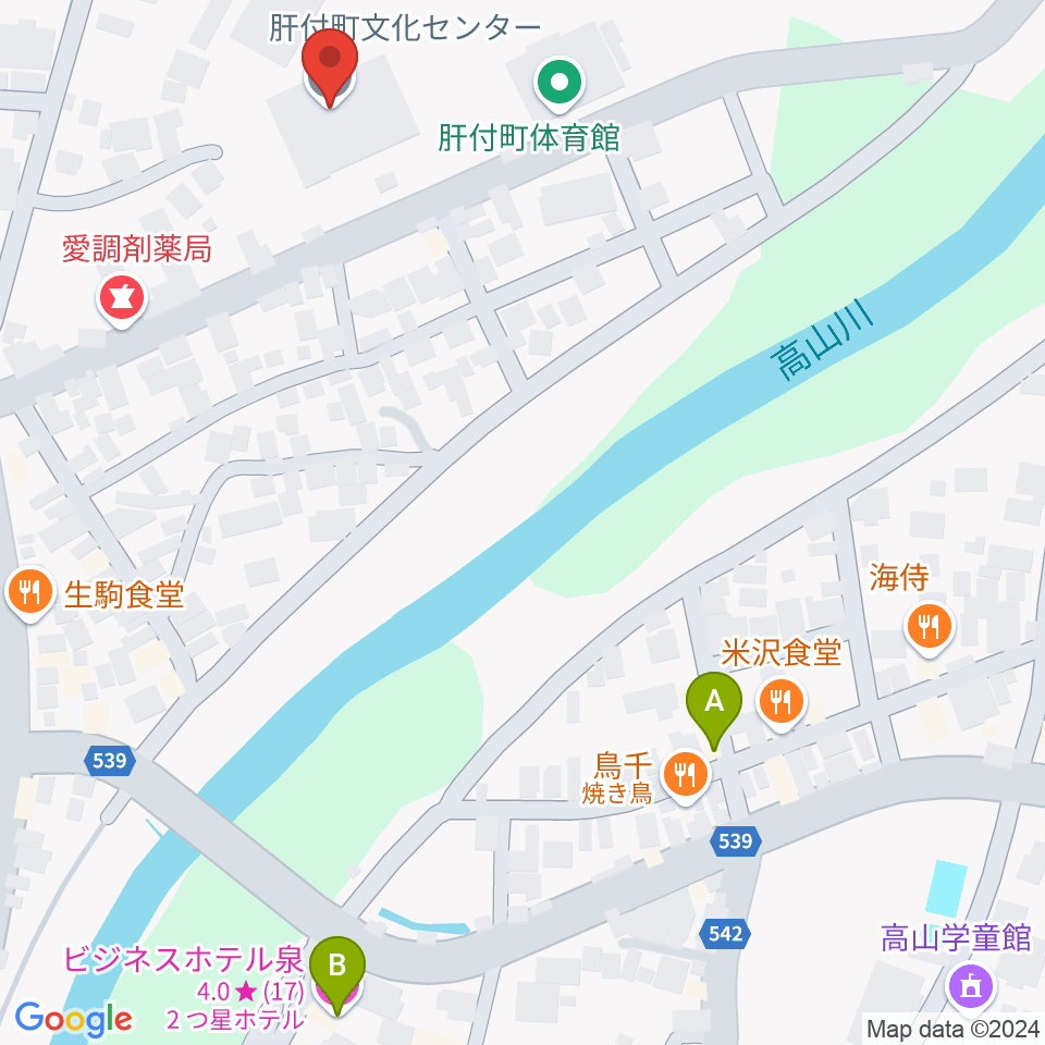 肝付町文化センター周辺のホテル一覧地図