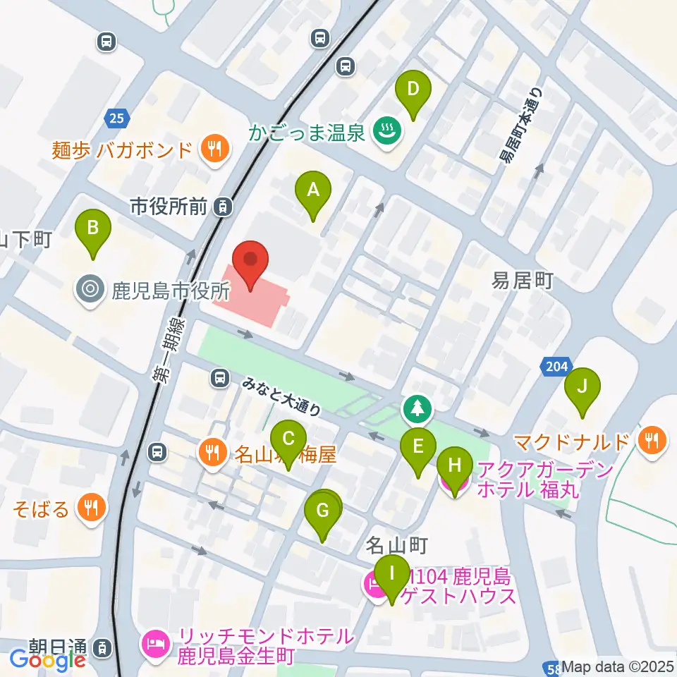 かごしま文化情報センターKCIC周辺のホテル一覧地図