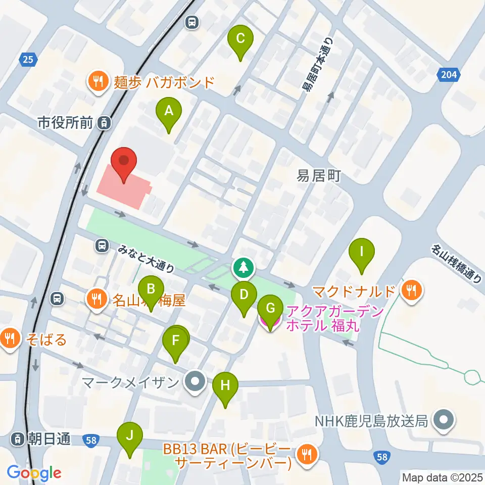 かごしま文化情報センターKCIC周辺のホテル一覧地図