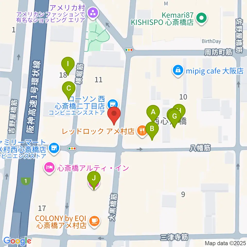 心斎橋BRONZE周辺のホテル一覧地図