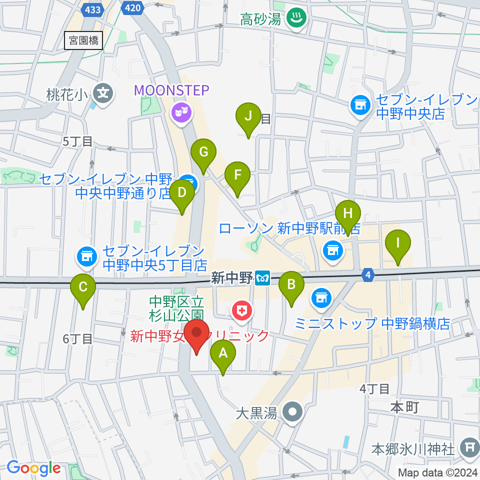 弁天周辺のホテル一覧地図