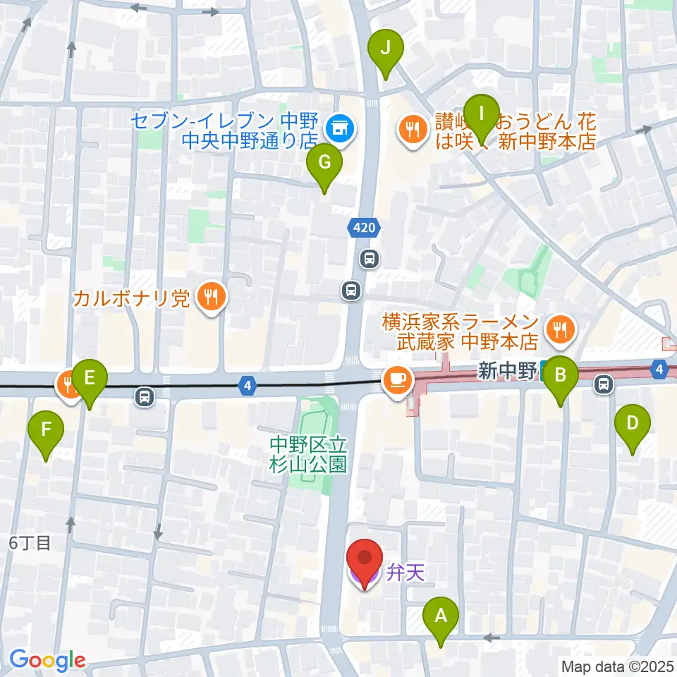弁天周辺のホテル一覧地図