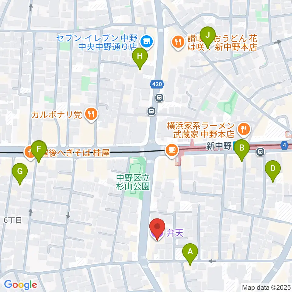 弁天周辺のホテル一覧地図