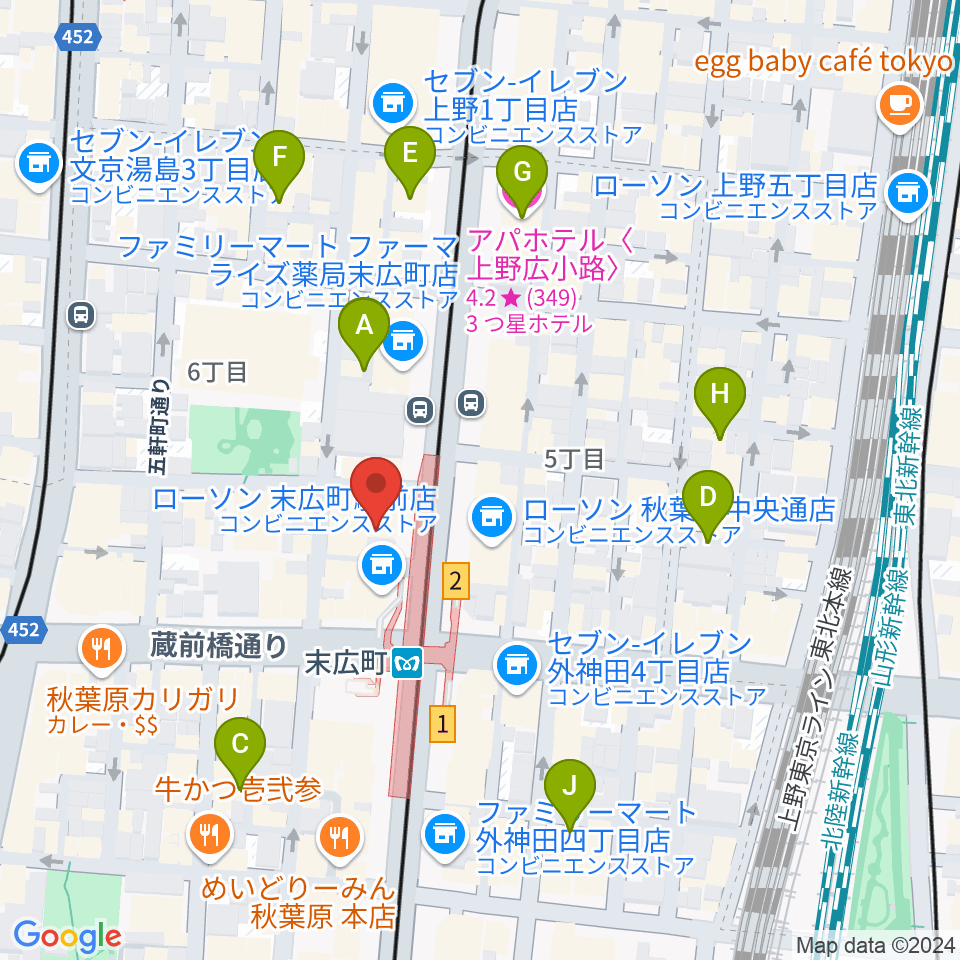 サウンドスタジオノア 秋葉原店周辺のホテル一覧地図