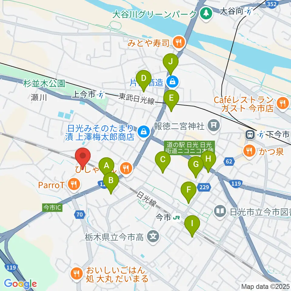 日光市今市文化会館周辺のホテル一覧地図