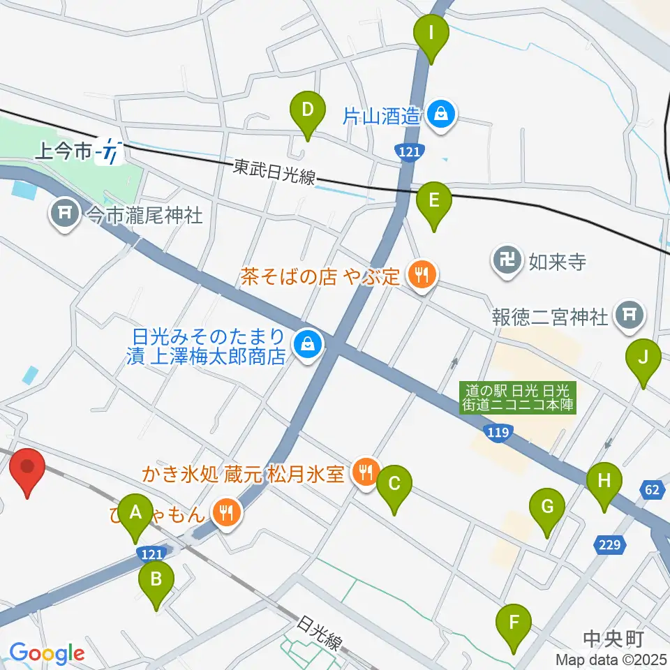 日光市今市文化会館周辺のホテル一覧地図