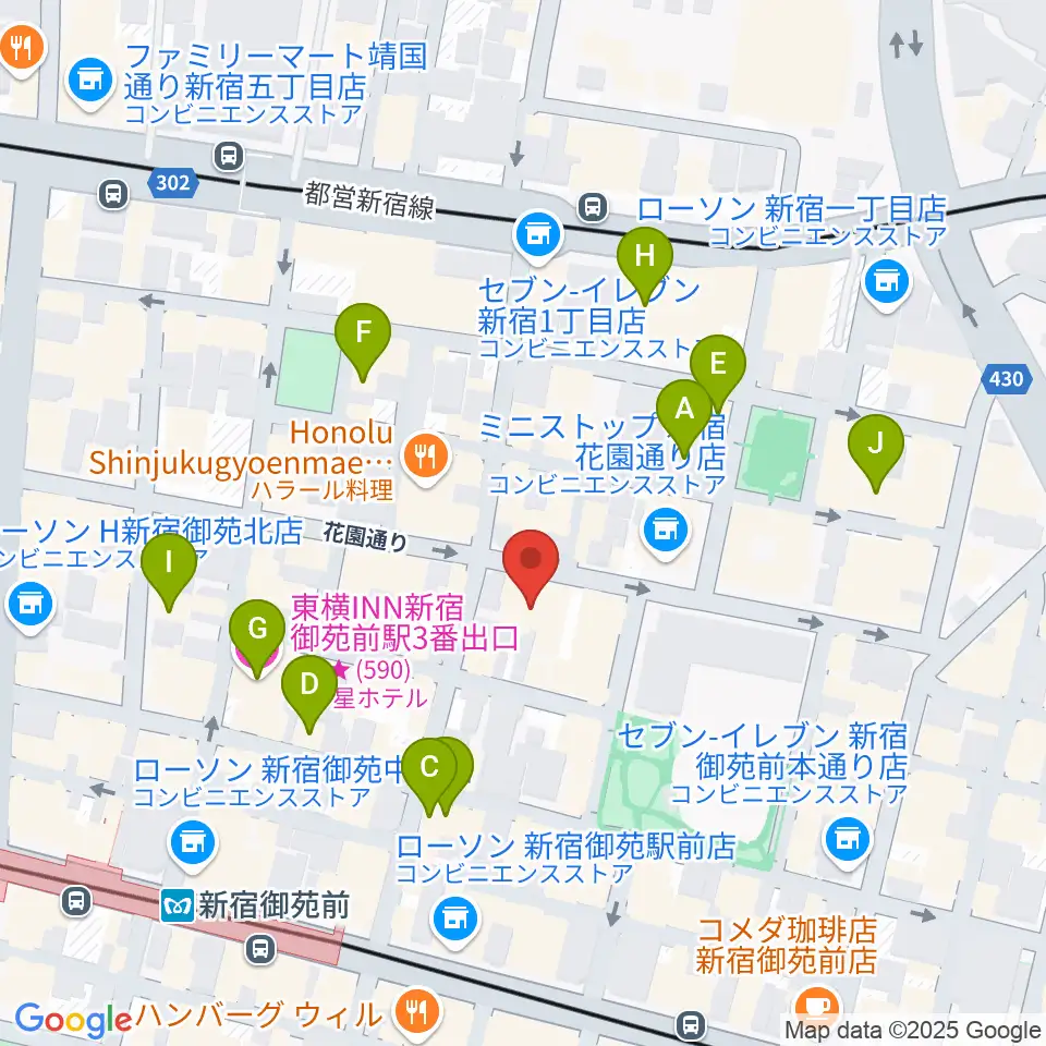 御苑ROSSO198周辺のホテル一覧地図